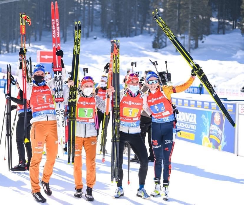 Martin Auracher mit dem Biathlon Team bei den Weltmeisterschaften